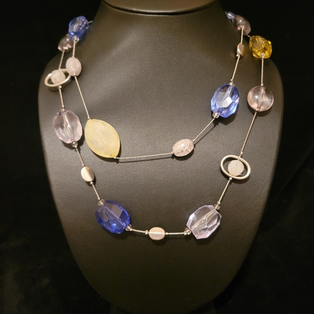 Estate NY & Company Faceted Lucite Double Strand Necklace